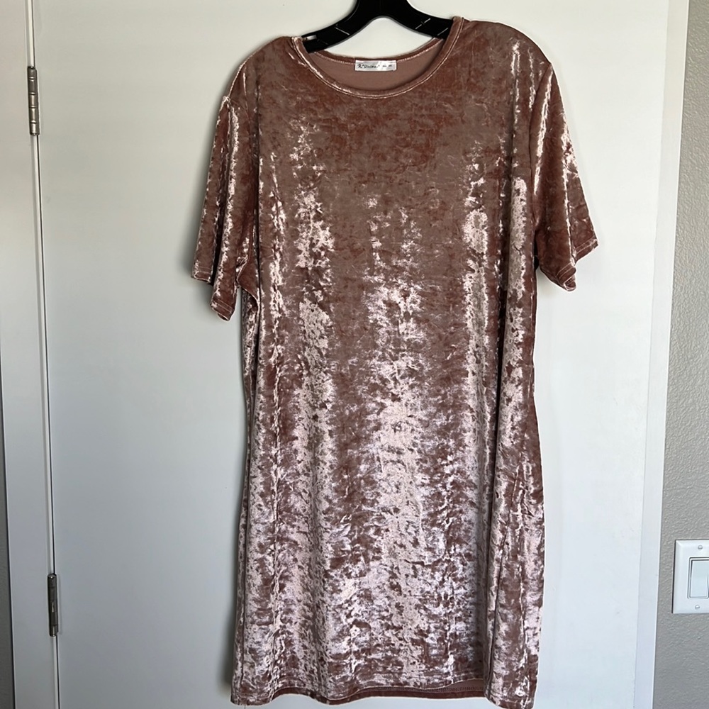 Crushed Pink Velvet Mini Dress